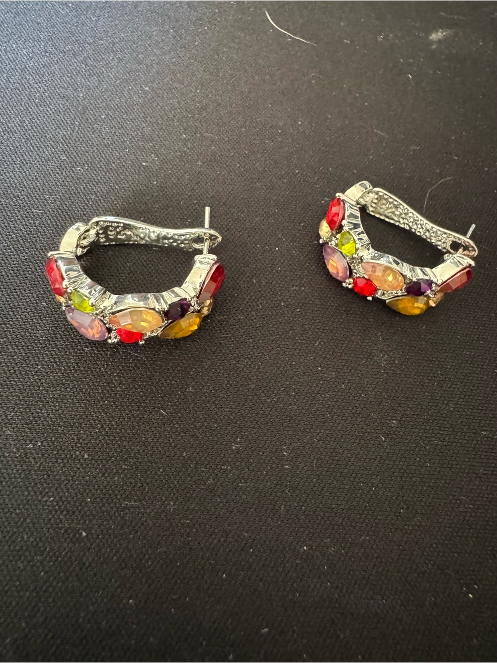 Multi-Color Gemstone Hoop Earrings - Women Jewelry